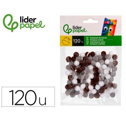 Pompones de colores liderpapel 1 cm tonalidades neutras bolsa con 120 unidades