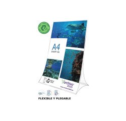 Expositor sobremesa archivo 2000 plegable pet 100% reciclable din a4 vertical transparente 105x210x300 mm