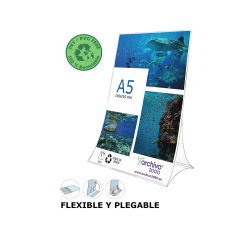 Expositor sobremesa archivo 2000 plegable pet 100% reciclable din a5 vertical transparente 90x150x210 mm
