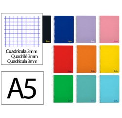 Cuaderno espiral liderpapel a5 smart tapa blanda 80h 75gr cuadro 3mm con margen colores surtidos