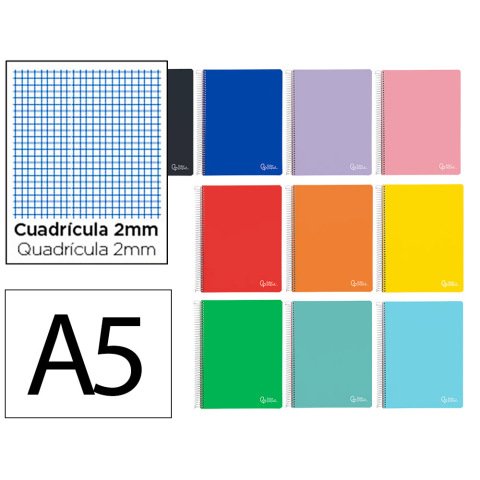 Cuaderno espiral liderpapel a5 smart tapa blanda 80h 75gr milimetrado 2mm colores surtidos