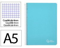 Cuaderno espiral liderpapel a5 witty tapa dura 80h 90gr cuadro 4mm con margen color azul