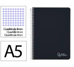 Cuaderno espiral liderpapel a5 witty tapa dura 80h 90gr cuadro 4mm con margen color negro