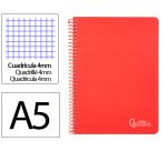Cuaderno espiral liderpapel a5 witty tapa dura 80h 90gr cuadro 4mm con margen color rojo