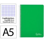 Cuaderno espiral liderpapel a5 witty tapa dura 80h 90gr cuadro 4mm con margen color verde