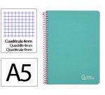 Cuaderno espiral liderpapel a5 witty tapa dura 80h 90gr cuadro 4mm con margen color turquesa