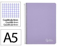 Cuaderno espiral liderpapel a5 witty tapa dura 80h 90gr cuadro 4mm con margen color violeta