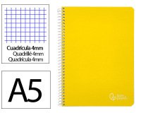 Cuaderno espiral liderpapel a5 witty tapa dura 80h 90gr cuadro 4mm con margen color amarillo