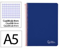 Cuaderno espiral liderpapel a5 witty tapa dura 80h 90gr cuadro 4mm con margen color azul marino