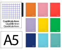 Cuaderno espiral liderpapel a5 witty tapa dura 80h 90gr cuadro 4mm con margen colores surtidos