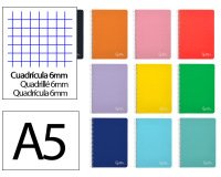Cuaderno espiral liderpapel a5 witty tapa dura 80h 90gr cuadro 6mm con margen colores surtidos