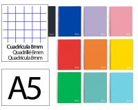 Cuaderno espiral liderpapel a5 witty tapa dura 80h 90gr cuadro 8mm con margen colores surtidos