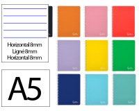 Cuaderno espiral liderpapel a5 witty tapa dura 80h 90gr rayado horizontal 8mm con margen colores surtidos