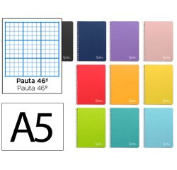 Cuaderno espiral liderpapel a5 witty tapa dura 80h 90gr rayado nº46 con margen colores surtidos