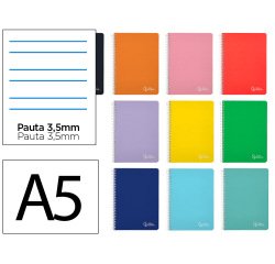 Cuaderno espiral liderpapel a5 witty tapa dura 80h 90gr pauta ancha 3,5mm con margen colores surtidos