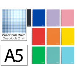 Cuaderno espiral liderpapel a5 witty tapa dura 80h 90gr milimetrado 2mm colores surtidos