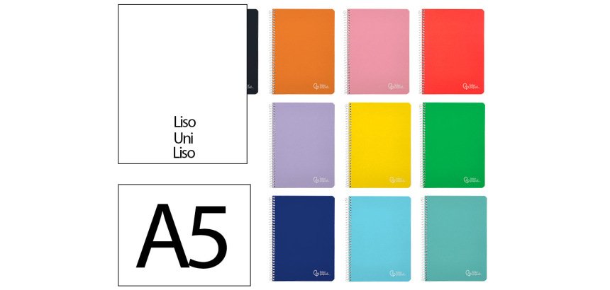 Cuaderno espiral liderpapel a5 witty tapa dura 80h 90gr liso sin margen colores surtidos