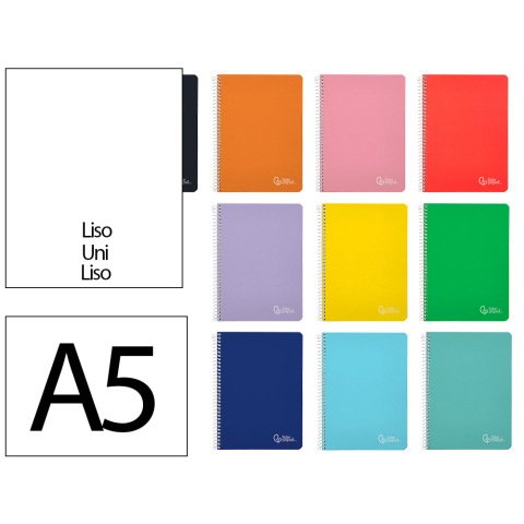 Cuaderno espiral liderpapel a5 witty tapa dura 80h 90gr liso sin margen colores surtidos