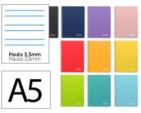 Cuaderno espiral liderpapel a5 witty tapa dura 80h 90gr rayado montessori 3,5 mm colores surtidos