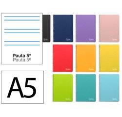 Cuaderno espiral liderpapel a5 witty tapa dura 80h 90gr rayado montessori 5 mm colores surtidos