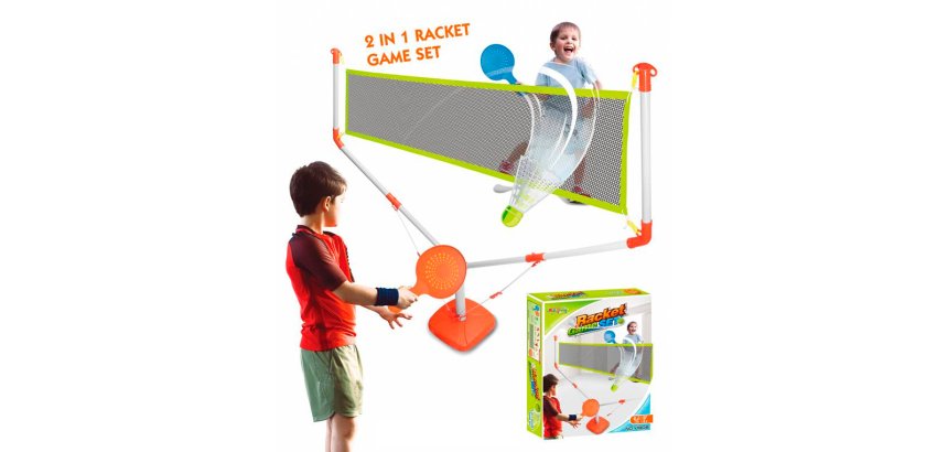 Raquetas kingsport con red 2 en 1 tenis y badminton +3 años