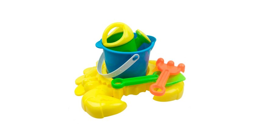 Cubo de playa ao zhi para jugar con la arena set 7 piezas cangrejo