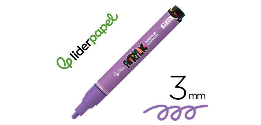 Rotulador liderpapel acrylic base agua todo tipo de superficie punta redonda 3 mm malva