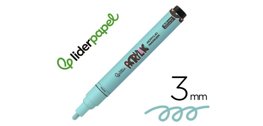 Rotulador liderpapel acrylic base agua todo tipo de superficie punta redonda 3 mm verde menta