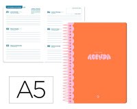 Agenda escolar liderpapel 25-26 espiral classic naranja semana vista a5 bilingüe papel fsc 70 gr