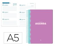 Agenda escolar liderpapel 25-26 espiral classic morado semana vista a5 bilingüe papel fsc 70 gr