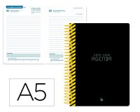Agenda escolar liderpapel 25-26 espiral classic negro dia pagina a5 bilingüe papel fsc 70 gr
