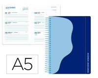 Agenda escolar liderpapel 25-26 espiral waves azul oscu ro semana vista a5 bilingüe papel fsc 80 gr