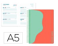 Agenda escolar liderpapel 25-26 espiral waves rojo semana vista a5 bilingüe papel fsc 80 gr