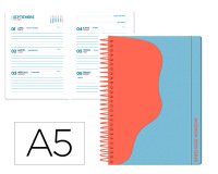 Agenda escolar liderpapel 25-26 espiral waves azul semana vista a5 bilingüe papel fsc 80 gr
