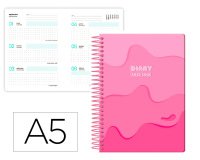 Agenda escolar liderpapel 25-26 espiral melting rosa semana vista a5 bilingüe papel fsc 80 gr
