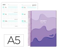Agenda escolar liderpapel 25-26 espiral melting morado semana vista a5 bilingüe papel fsc 80 gr