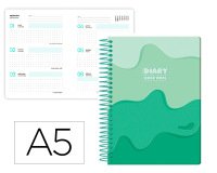 Agenda escolar liderpapel 25-26 espiral melting verde semana vista a5 bilingüe papel fsc 80 gr