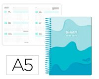 Agenda escolar liderpapel 25-26 espiral melting azul semana vista a5 bilingüe papel fsc 80 gr