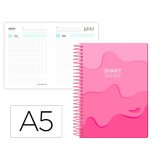 Agenda escolar liderpapel 25-26 espiral melting rosa dia pagina a5 bilingüe papel fsc 80 gr