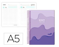 Agenda escolar liderpapel 25-26 espiral melting morado dia pagina a5 bilingüe papel fsc 80 gr