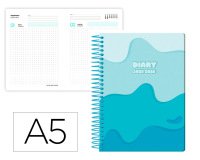 Agenda escolar liderpapel 25-26 espiral melting azul dia pagina a5 bilingüe papel fsc 80 gr