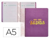 Agenda escolar liderpapel 25-26 espiral kymolos dia pagina a5 bilingüe papel fsc 80 gr