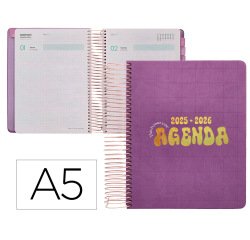 Agenda escolar liderpapel 25-26 espiral kymolos dia pagina a5 bilingüe papel fsc 80 gr