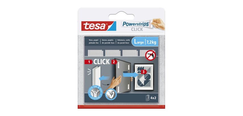 Tira adhesiva tesa powerstrips click hasta 7,2 kg 4x2