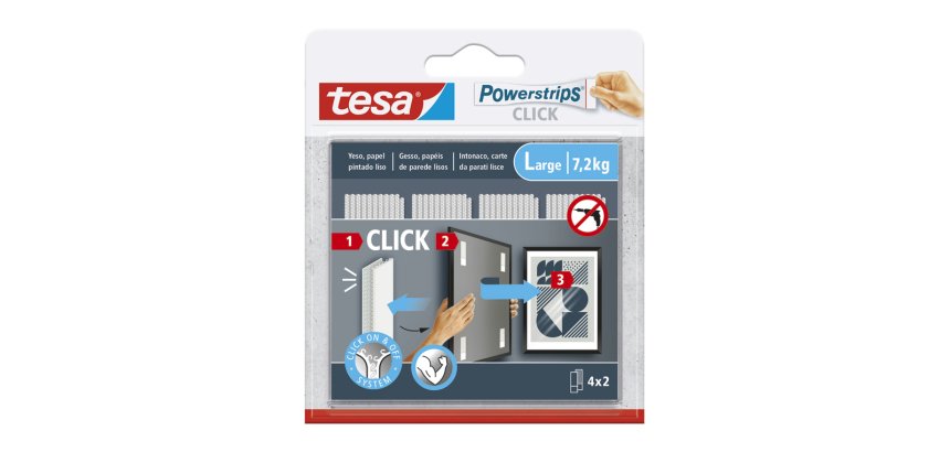 Tira adhesiva tesa powerstrips click hasta 7,2 kg 4x2