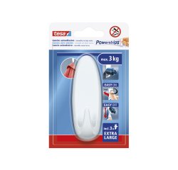 Gancho autoadhesivo tesa powerstrips ovalado hasta 3 kg color blanco