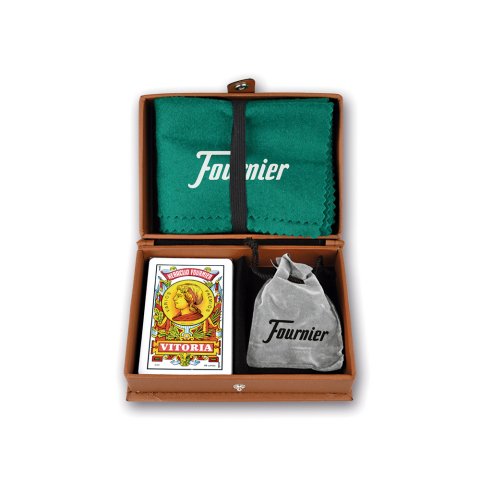 Juego cartas fournier mus doble en estuche polipiel + tapete