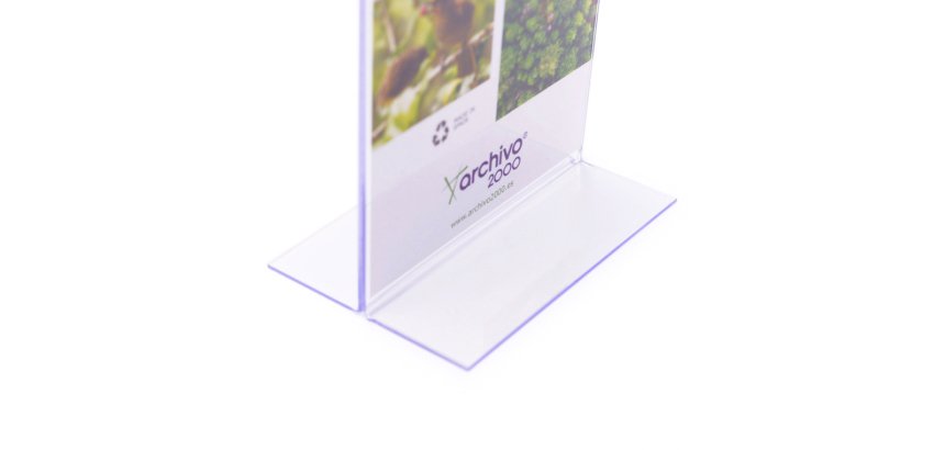 Expositor sobremesa archivo 2000 con forma t poliestireno transparente din a3 horizontal 100x420x305 mm