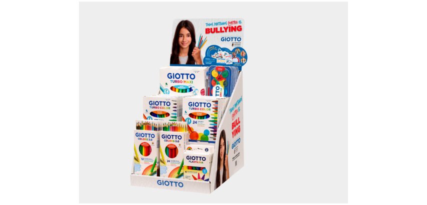 Expositor sobremesa giotto campaña todos pintamos contra el bullying 2025