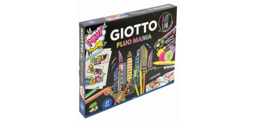 Set creativo giotto art lab fluo mania 21 piezas